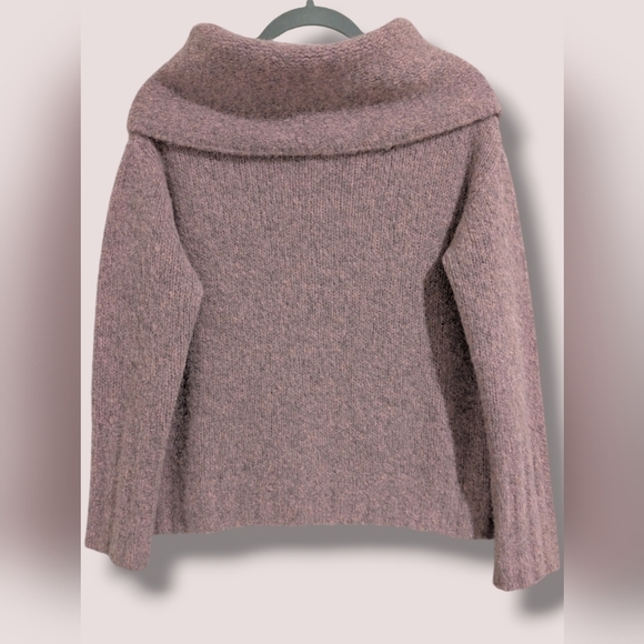 Vince Pink Melange Romantic Off-The-Shoulder Alpaca Wool Blend Sweater Winter - Picture 2 of 11